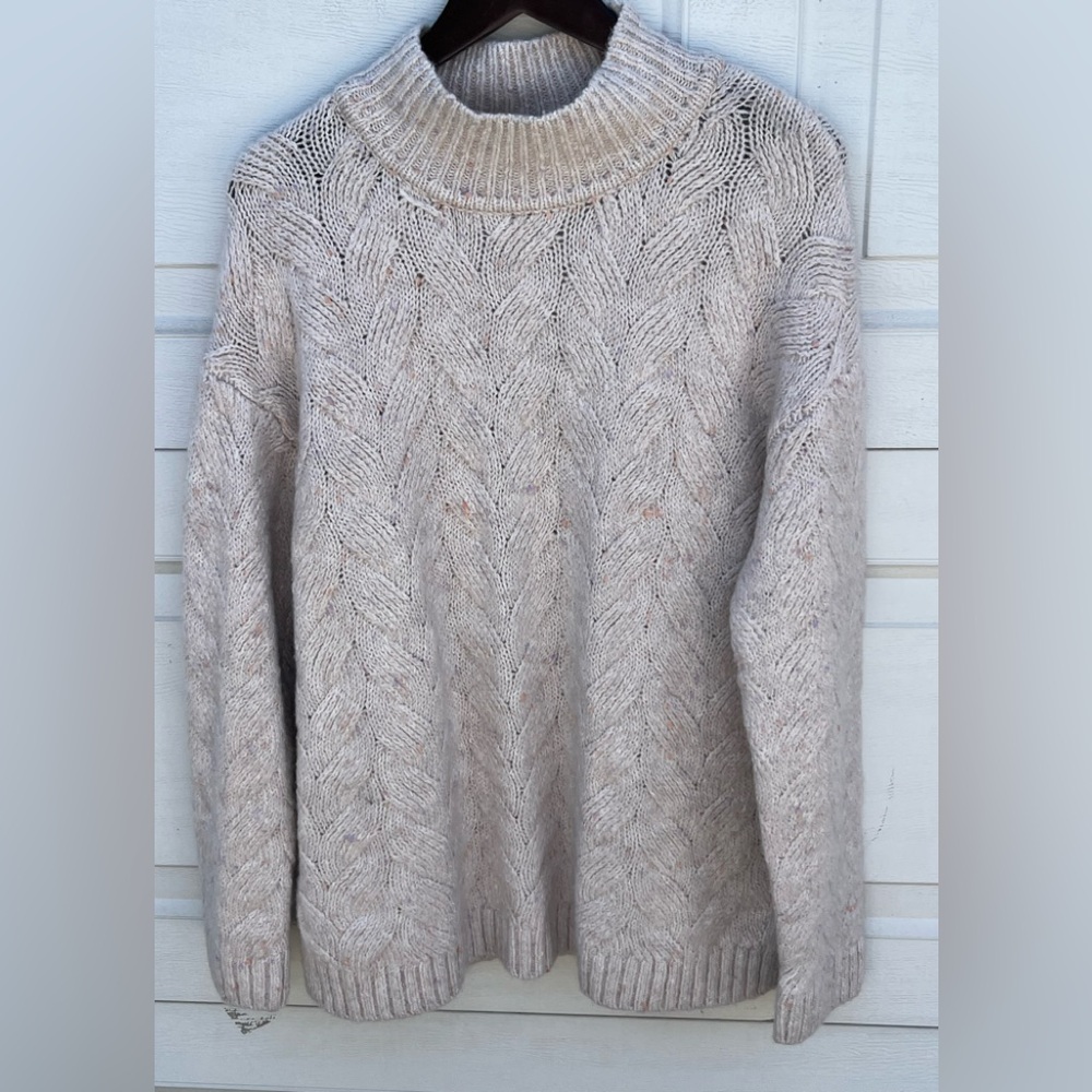 Women's Joie cotton blend knit sweater long sleeves oat milk XL